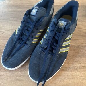 Custom Adidas Originals Sneakers — Navy Blue w/ Yellow Accents — Size 13 Men’s